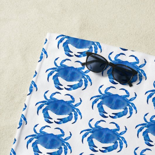 Serviette De Plage Crabe Bleu Côté Mer (En situation)