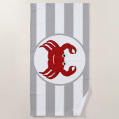 Serviette De Plage Crabe Design Gris rayé (Devant)
