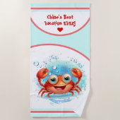 Serviette De Plage Crabe mignon Nom de vacances été Fille (Devant)