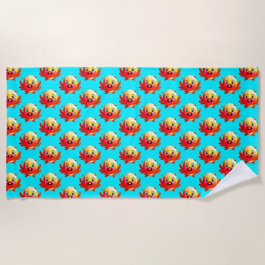 Serviette De Plage Crabes de dessin animé mignons (Devant)