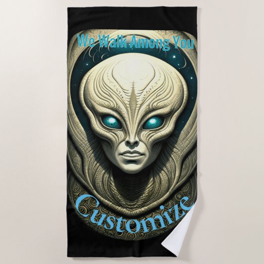 Serviette De Plage Crâne Alien Tête Thunder_Cove (Devant)