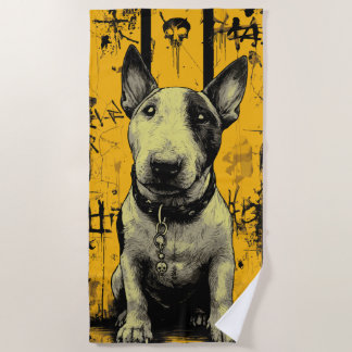 Serviette De Plage Crâne de Bull Terrier Art Grunge