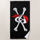 Serviette De Plage Crâne de pirate et os croisés (Devant)