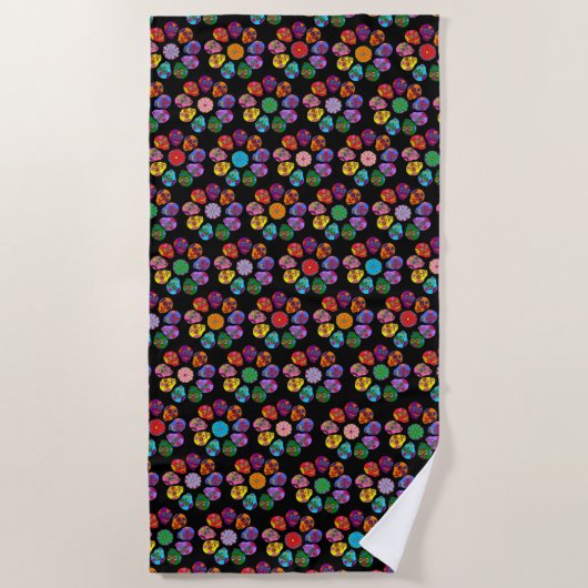 Serviette De Plage Crâne de Sucre Fleur (Devant)