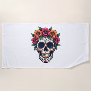 Serviette De Plage Crâne de sucre Jour des morts � Dia de los Muertos