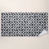 Serviette De Plage Crâne gothique Crâne noir et blanc Motif design (Devant)