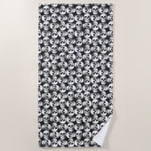 Serviette De Plage Crâne gothique Crâne noir et blanc Motif design (Devant)