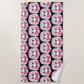 Serviette De Plage Crâne Pastel Goth avec un Nœud (Devant)