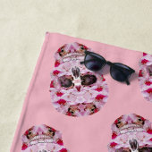 Serviette de plage crâne rose (En situation)