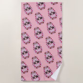 Serviette de plage crâne rose (Devant)