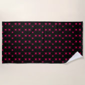 Serviette De Plage Crâne rose et arêtes croisées en noir (Devant)