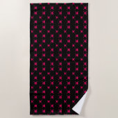Serviette De Plage Crâne rose et arêtes croisées en noir (Devant)