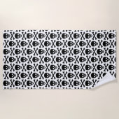 Serviette De Plage Crânes noir et blanc motif moderne (Devant)