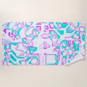 Serviette De Plage crazy fantasy maps white and aqua (Devant)