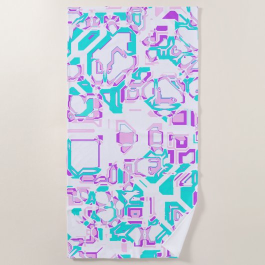 Serviette De Plage crazy fantasy maps white and aqua (Devant)