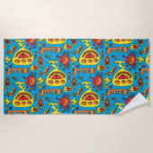 Serviette De Plage Crazy Ocean Créatures et sous-marin jaune  (Devant)