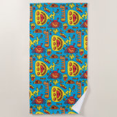 Serviette De Plage Crazy Ocean Créatures et sous-marin jaune  (Devant)