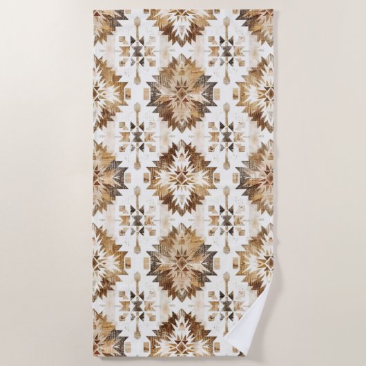 Serviette De Plage Cream Brown Native Tribal (Devant)