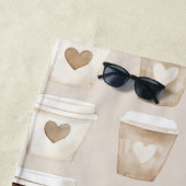 Serviette De Plage Cream Coffee Heart Cups (En situation)