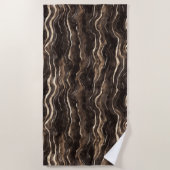 Serviette De Plage Creamy Brown Chocolate Gold Wavy Stripes (Devant)