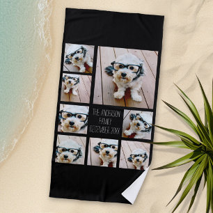 Serviette De Plage Créer un collage photo personnalisé avec 8 photos