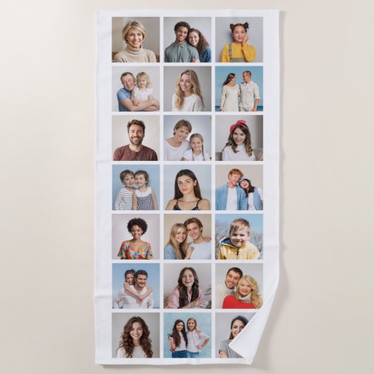 Serviette De Plage Créez votre propre 21 photo Collage couleur modifi (Devant)
