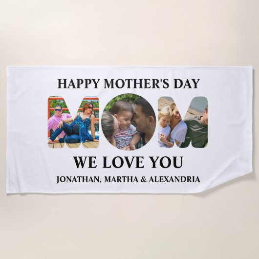 Serviette De Plage Créez votre propre collage photo 3 Happy Mothers d (Devant)