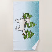 Serviette De Plage Crème Anglaise Golden Retriever En Hiver & Arbres (Devant)