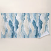 Serviette De Plage Crème Bleue Mer Sable Océan Vagues (Devant)