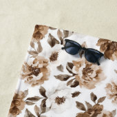 Serviette De Plage Crème Brown Fleurs blanches Noël (En situation)