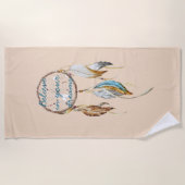 Serviette De Plage Crème Brown Turquoise Dream Catcher (Devant)