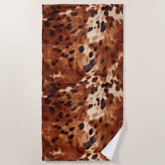 Serviette De Plage Crème de l'Ouest tacheté Brown Noir de cowhide (Devant)
