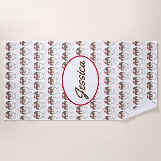 Serviette De Plage Crème glacée à chaud Fudge Sundae Crème murée Ceri (Devant)