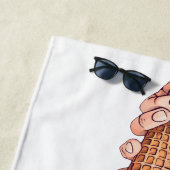 Serviette De Plage Crème glacée Cone Design Nom du monogramme (En situation)