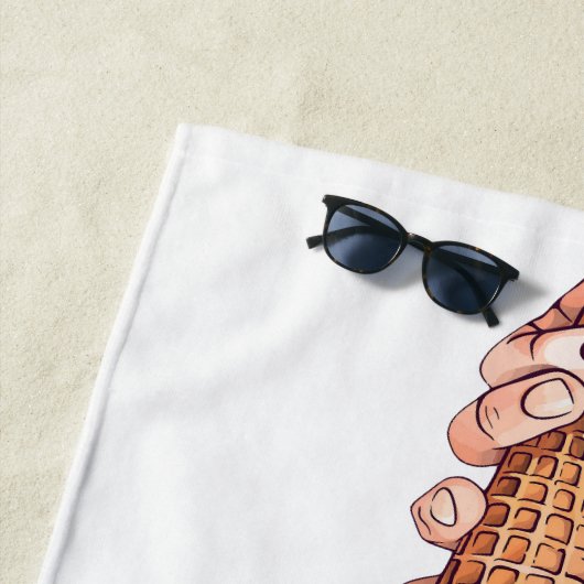 Serviette De Plage Crème glacée Cone Design Nom du monogramme (En situation)