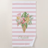 Serviette De Plage Crème glacée, Fruit Feuille tropical, Grès roses (Devant)