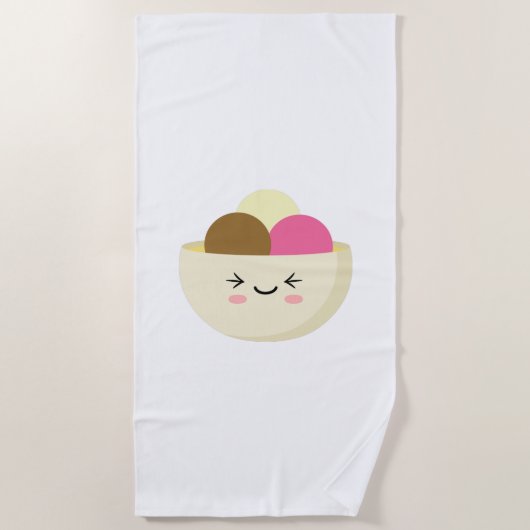 Serviette De Plage Crème glacée Kawaii (Devant)