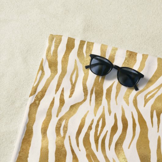 Serviette De Plage Crème Gold Zebra Print (En situation)