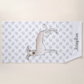 Serviette De Plage Crème Italien Greyhound Mignonne Chien Avec Nom Pe (Devant)