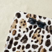 Serviette De Plage Crème Noir Brun Léopard Animal   (En situation)