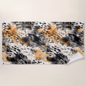 Serviette De Plage Crème noire blanche léopard animal (Devant)