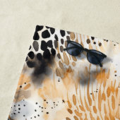 Serviette De Plage Crème noire sauvage léopard animal (En situation)