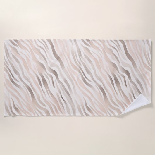 Serviette De Plage Crème rose Beige Zebra Poster de animal (Devant)