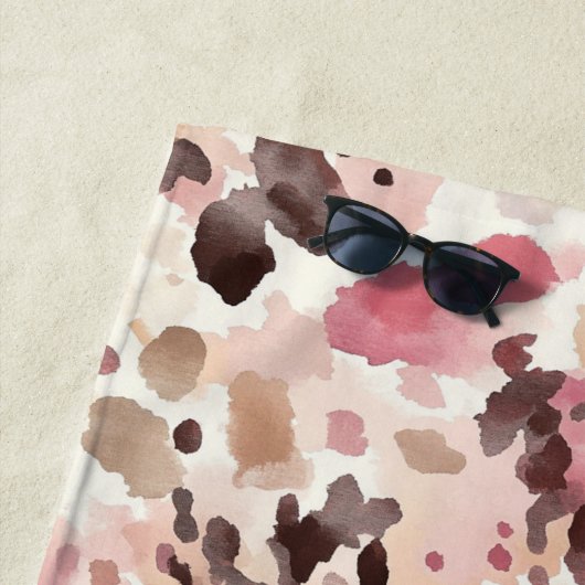 Serviette De Plage Crème rose Brown léopard (En situation)