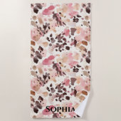 Serviette De Plage Crème rose Brown léopard (Devant)