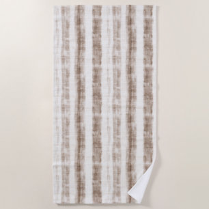 Serviette De Plage Crème tissée sicilienne Tan Stripes