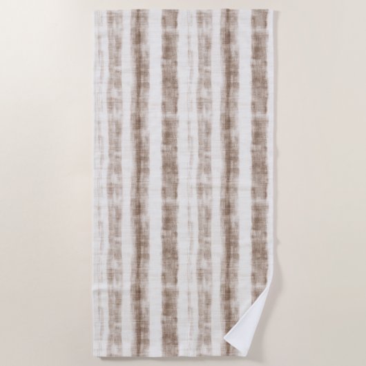Serviette De Plage Crème tissée sicilienne Tan Stripes (Devant)