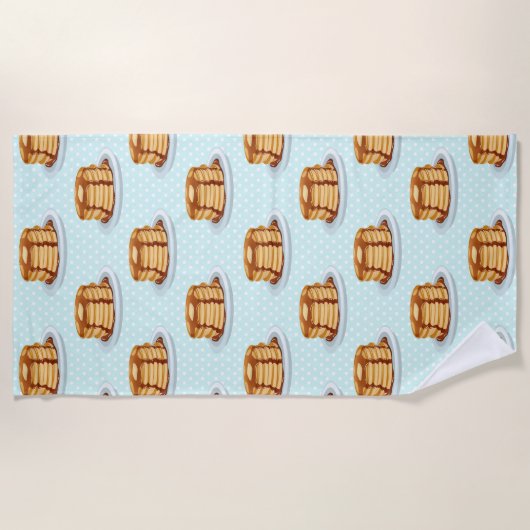 Serviette De Plage Crêpes avec sirop d'érable et Motif Polkadot (Devant)
