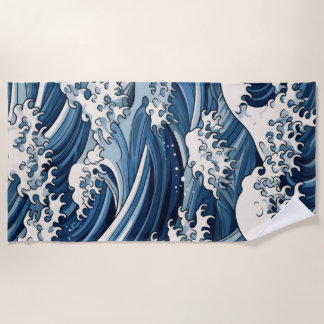 Serviette De Plage Crêtes éphémères : Les vagues d'Hokusai réimaginée