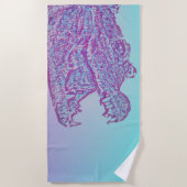 Serviette De Plage Crocodile bleu et violet Imprimer (Devant)